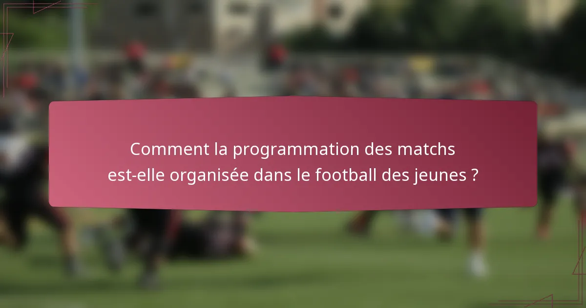 Comment la programmation des matchs est-elle organisée dans le football des jeunes ?