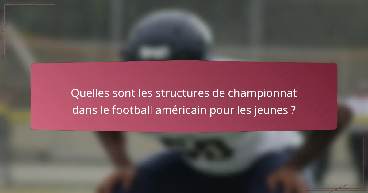 Quelles sont les structures de championnat dans le football américain pour les jeunes ?